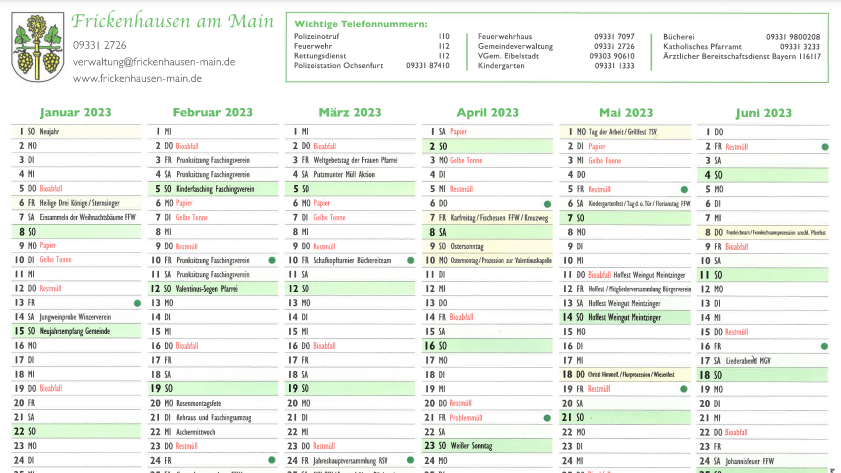 Screenshot Kalender 2023 1-6