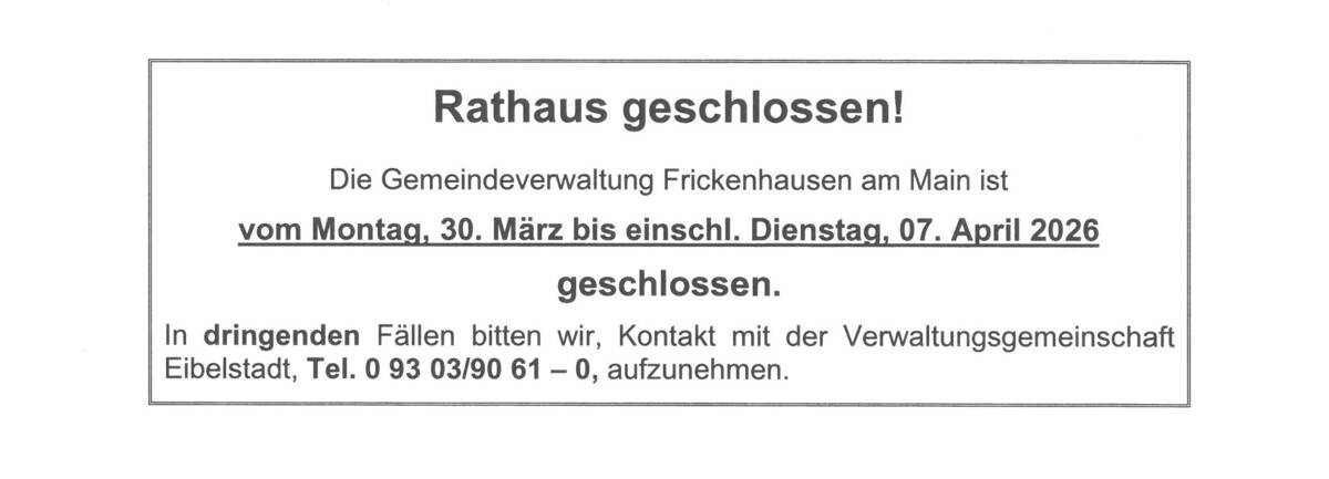 Rathaus geschlossen Ostern 2026